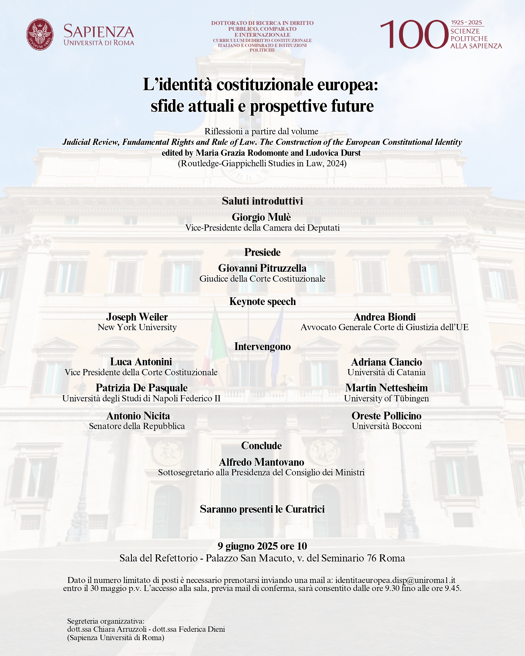 Presentazione volume "Judicial Review, Fundamental Rights and Rule of Law. The Construction of the European Constitutional Identity" edited by Maria Grazia Rodomonte and Ludovica Durst