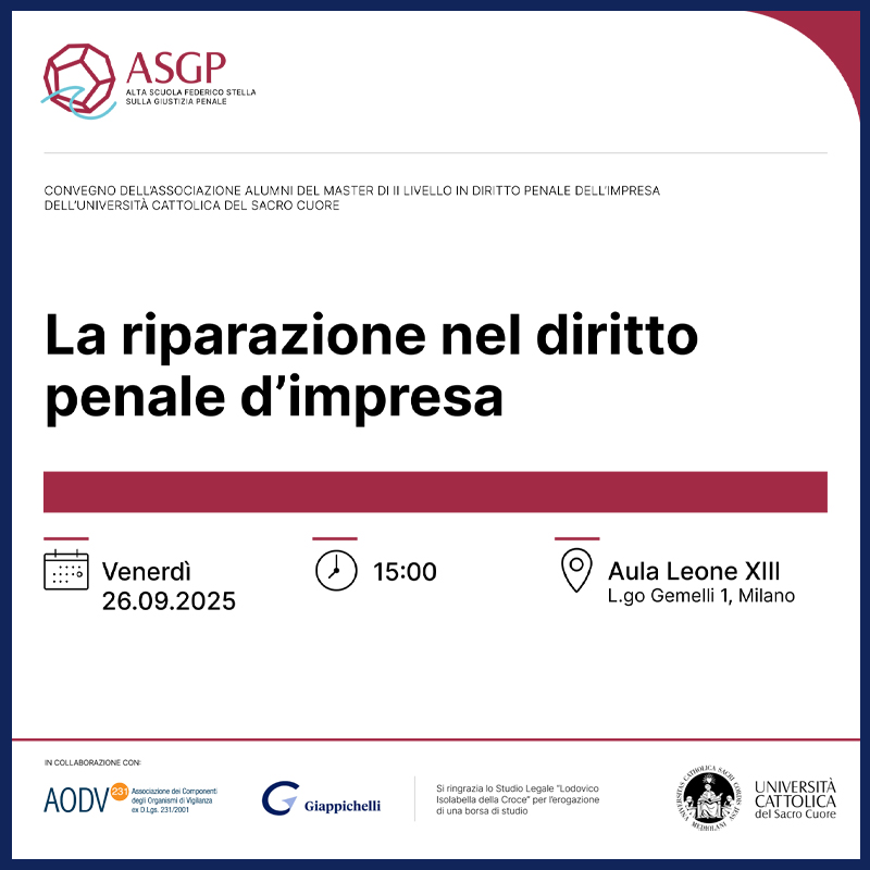 ASGP - La riparazione nel diritto penale d’impresa