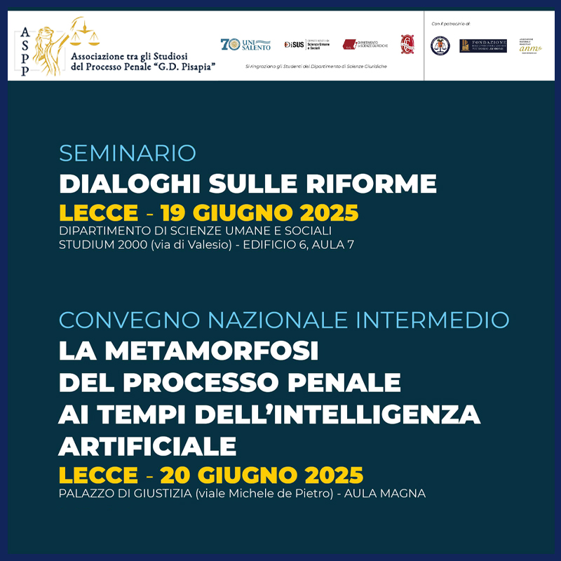 Convegno nazionale Associazione tra gli Studiosi del Processo Penale “G. D. Pisapia”