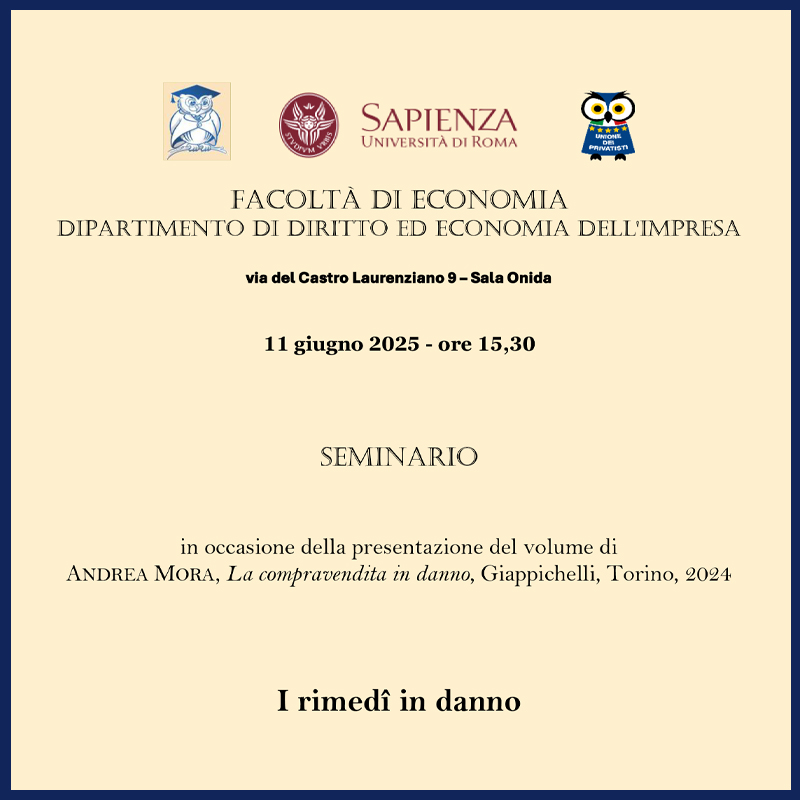 Presentazione del volume La compravendita in danno di Andrea Mora