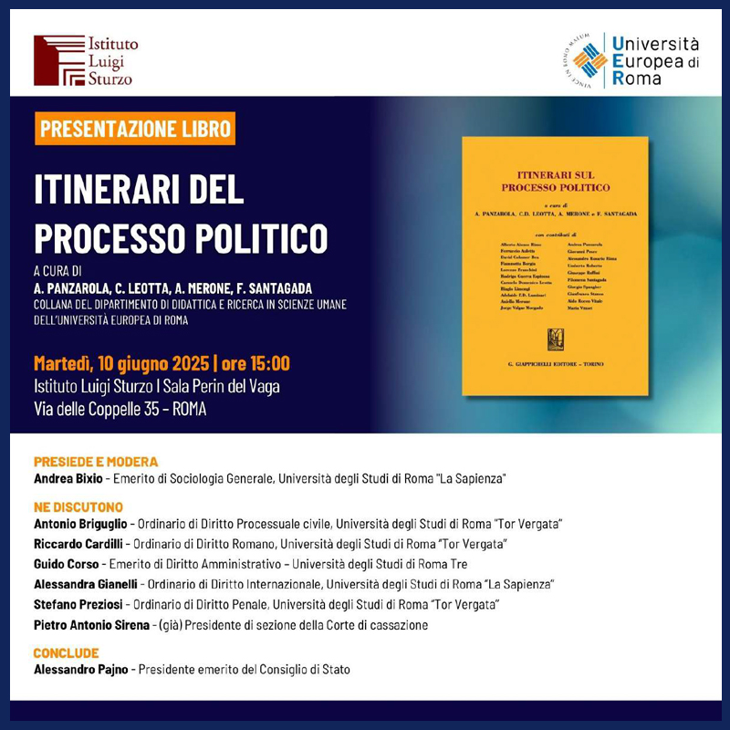 Presentazione del volume Itinerari sul processo politico