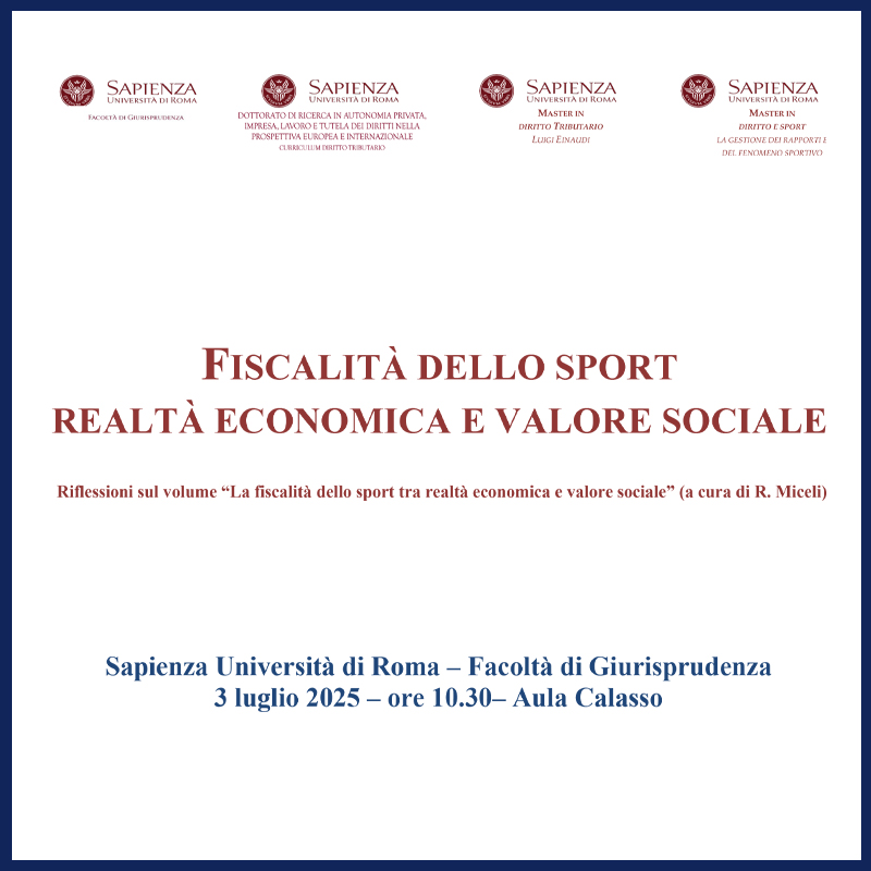 Fiscalità dello sport. Realtà economica e valore sociale